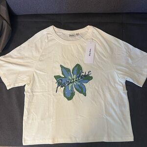 Rhythm Cream T-Shirt with Blue and Green Floral Graphic